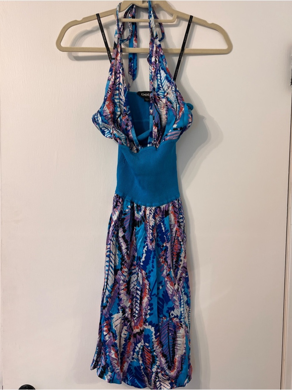 Y2K SILK BEBE HALTERNECK DROP WAIST MIDI DRESS ✨